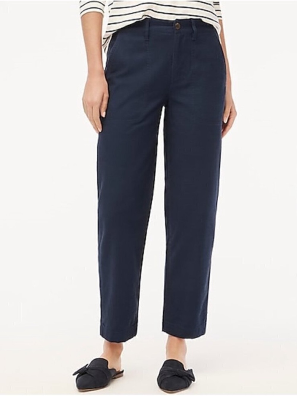 J. Crew Cotton Camp Pants Chino Straight Leg Utility Navy Blue Plus Size 20